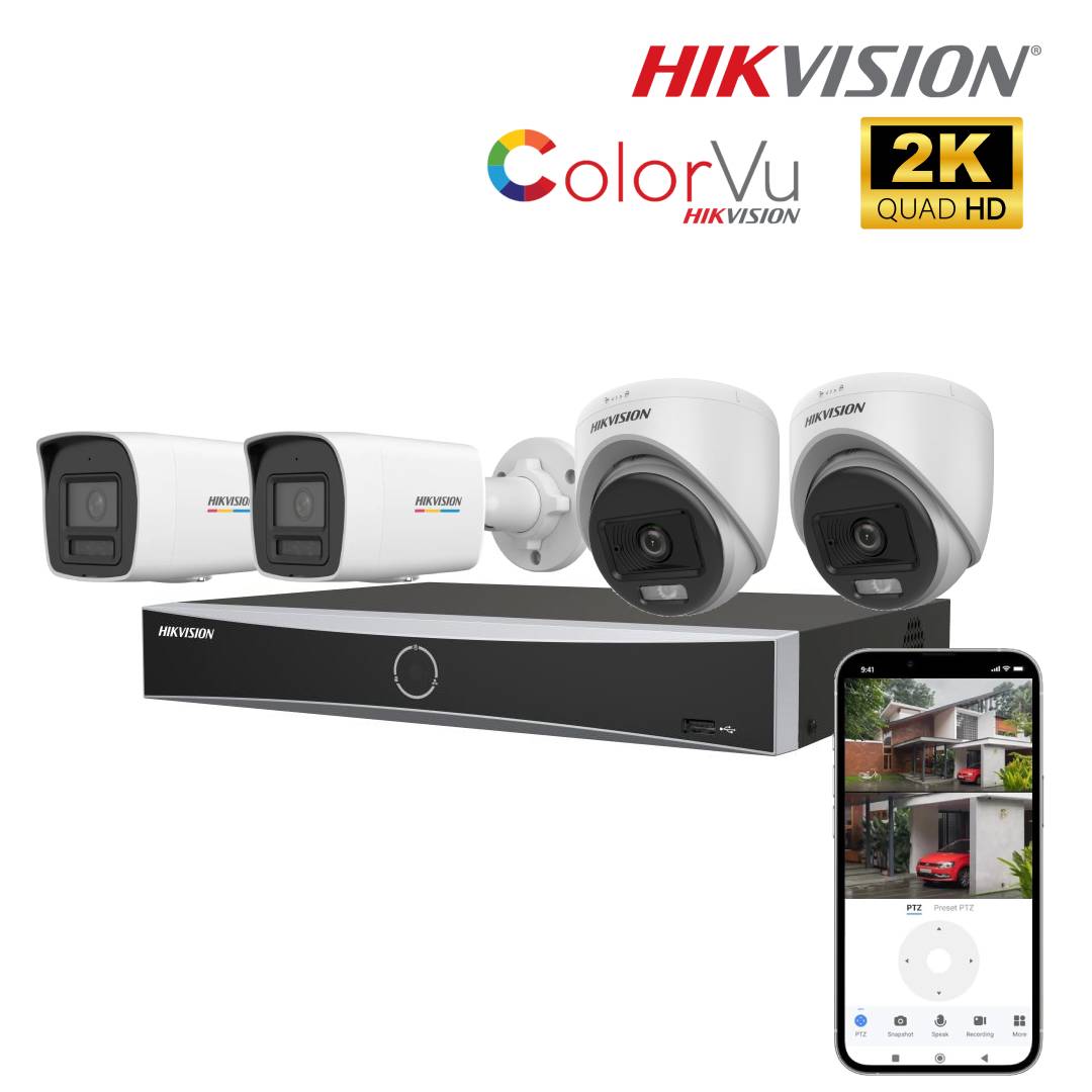 Kit IP 4 CÁMARAS ACUSENSE POE COLORVU AUDIO 4MP