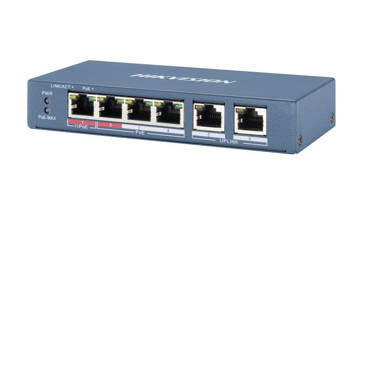 SWITCH 4 PUERTOS 10/100 MBPS POE (1 PUERTO HI POE) ,2 PUERTO UPLINK 10/100 MBPS